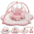 PRVAETU Baby Gym Play Mat, Sitting-up Babies Seats for Infants,with 5 Detachable Toys, Infant Toddler Activity Tummy Time Playmats for Newborn 0-12 Months