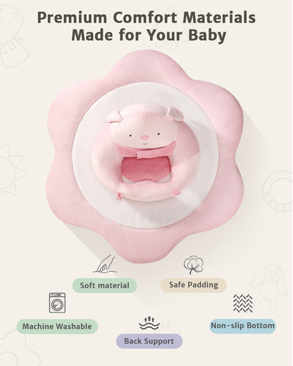 PRVAETU Baby Gym Play Mat, Sitting-up Babies Seats for Infants,with 5 Detachable Toys, Infant Toddler Activity Tummy Time Playmats for Newborn 0-12 Months
