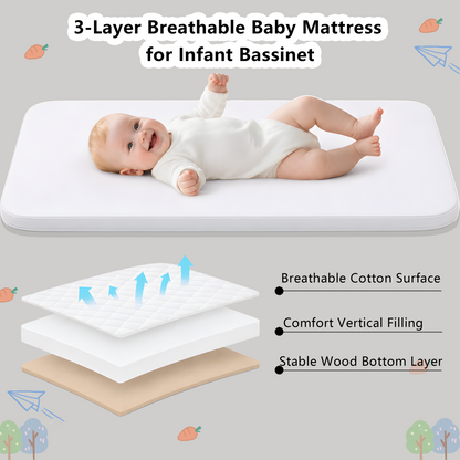 PRVATEU 4-in-1 Baby Bassinet Bedside Sleeper with Rocking Mode,8 Adjustable Heights,Wheels and Storage Basket,Beige