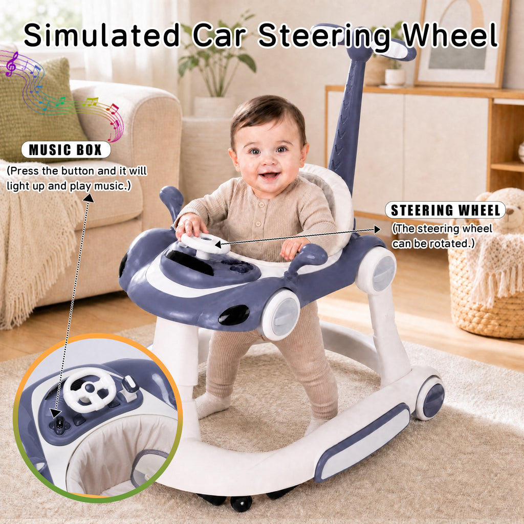 SIYI-Baby walker Baby Walker 5-in-1 for 6-18 Months Toddler, Interactive Sit-to-Stand Learning Walker with Music Lights, Bounce Panel, Lockable Wheels,