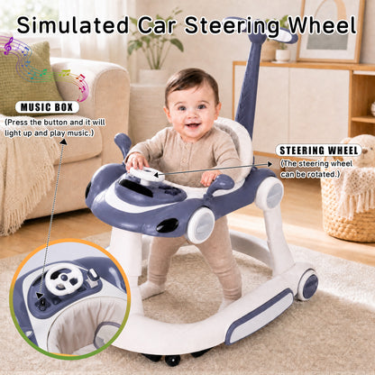 SIYI-Baby walker Baby Walker 5-in-1 for 6-18 Months Toddler, Interactive Sit-to-Stand Learning Walker with Music Lights, Bounce Panel, Lockable Wheels,
