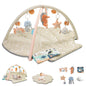 PRVAETU Baby Play Gym Mat, Oversize Tummy Time Activity Mat with 6 Detachable Toys for Infant 0-12 Months Sensory Exploration Skill Development