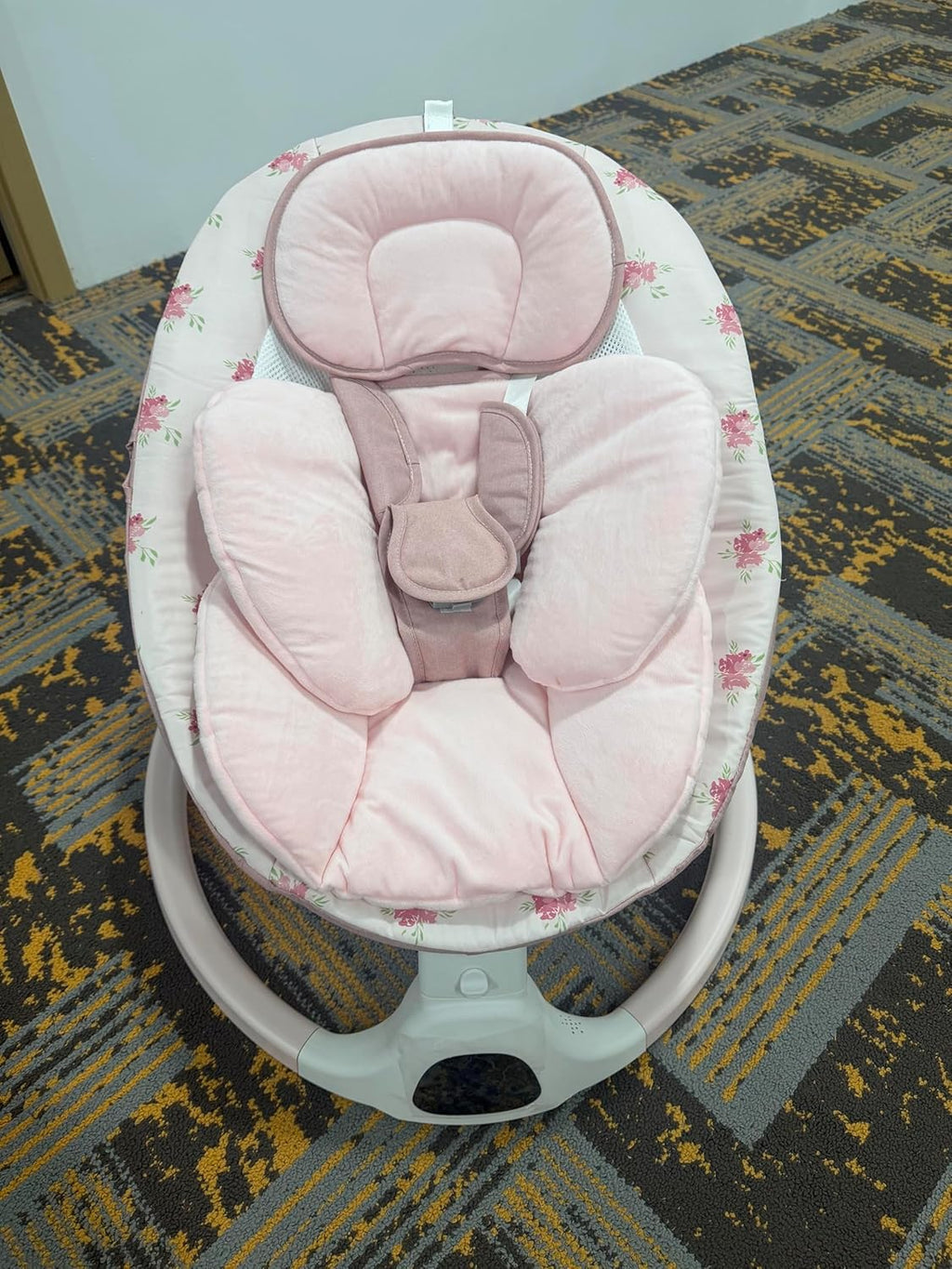 PRVAETU Baby Swing for Infants,5 Speeds,10 Lullabies,5-Point Harness,Electric Rocking Chair for Toddlers with Bluetooth,Remote Control,Touch Panel