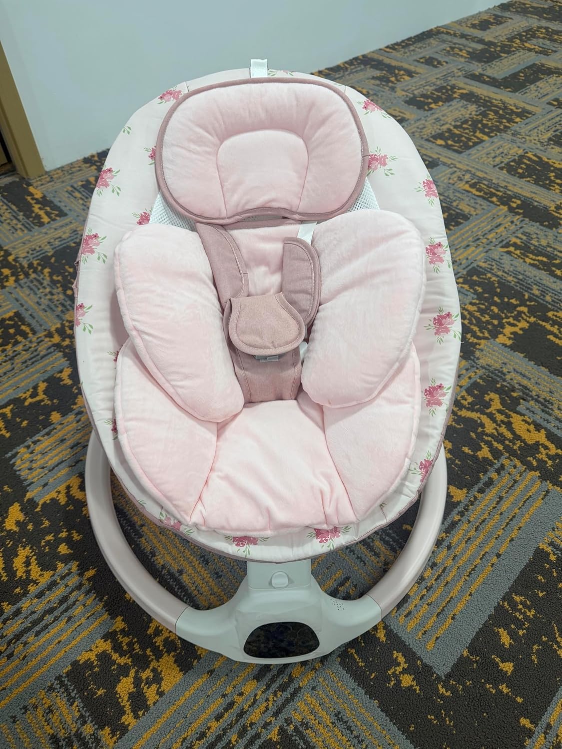 PRVAETU Baby Swing for Infants,5 Speeds,10 Lullabies,5-Point Harness,Electric Rocking Chair for Toddlers with Bluetooth,Remote Control,Touch Panel