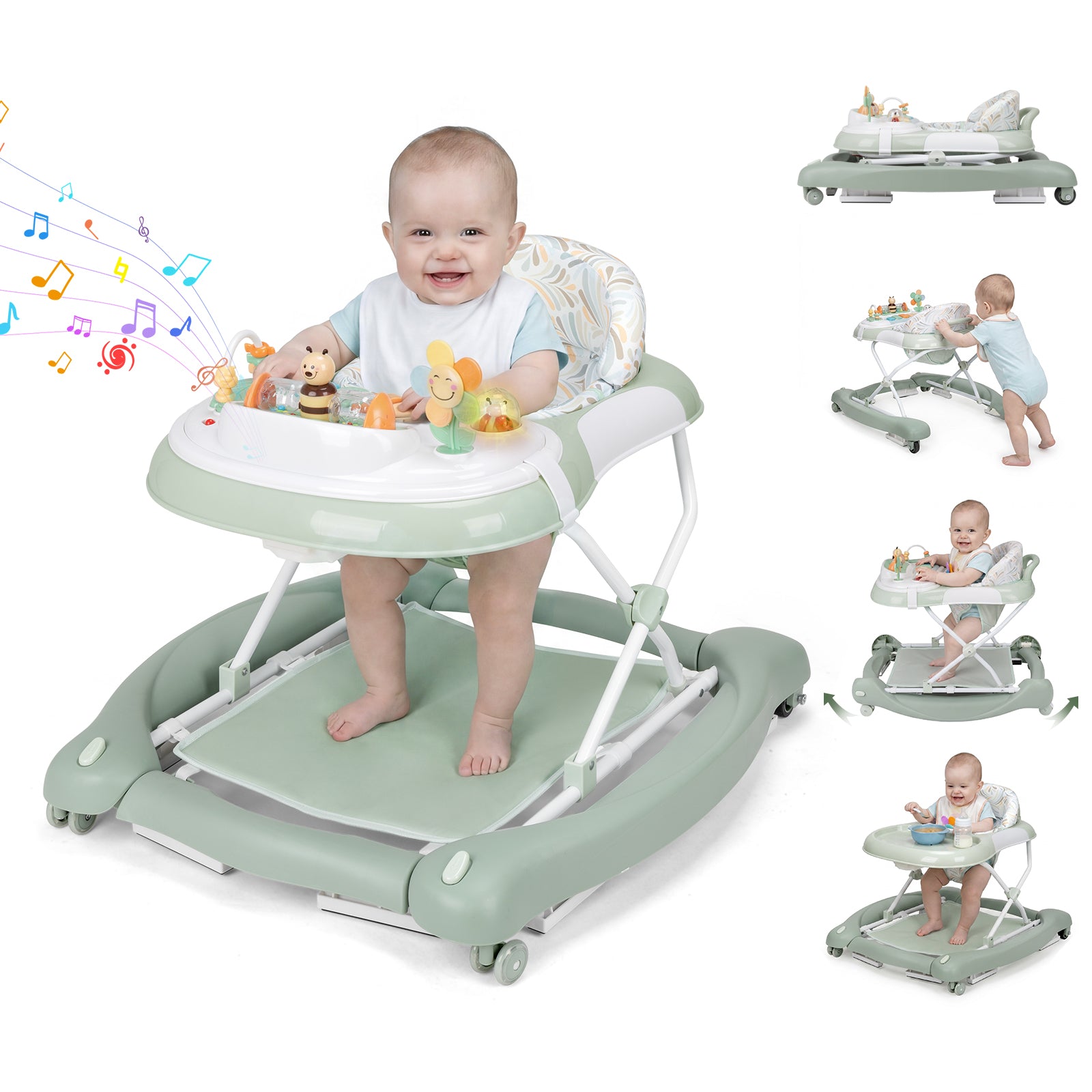 SH-PRVAETU 5 in 1 Baby Walker,Jumper,Rocking,Push,Eating Mode for Boys Girls,Foldable,Music & Light,Height Adjustable,Wheel for Infant,