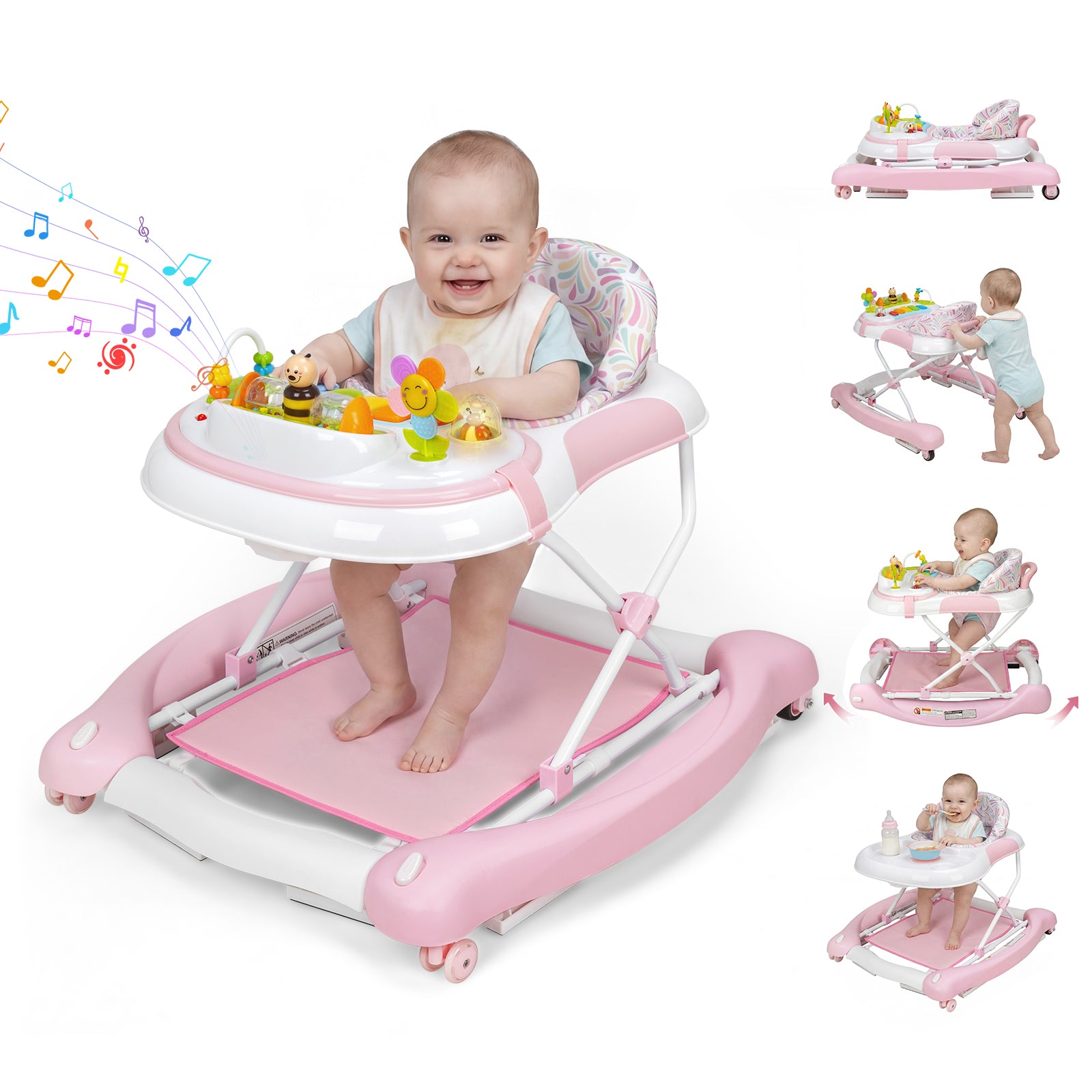 SH-PRVAETU 5 in 1 Baby Walker,Jumper,Rocking,Push,Eating Mode for Boys Girls,Foldable,Music & Light,Height Adjustable,Wheel for Infant,