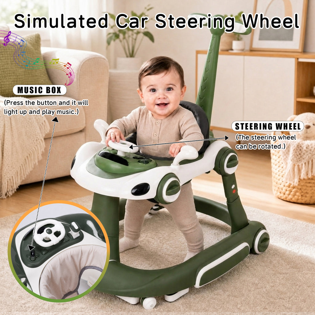 SIYI-Baby walker Baby Walker 5-in-1 for 6-18 Months Toddler, Interactive Sit-to-Stand Learning Walker with Music Lights, Bounce Panel, Lockable Wheels,