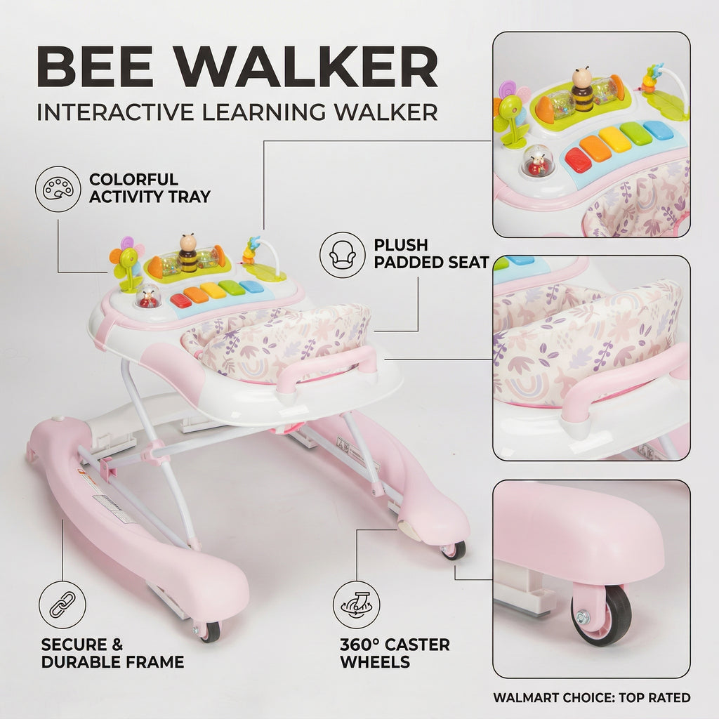 SIYI-Baby Walker,5-in-1 Activity Walker,Activity Center,Jumper,Push walker Rocker,W/Wheels,Music and Lights Toys,Foldable,for 6-18 Months Boys Girls