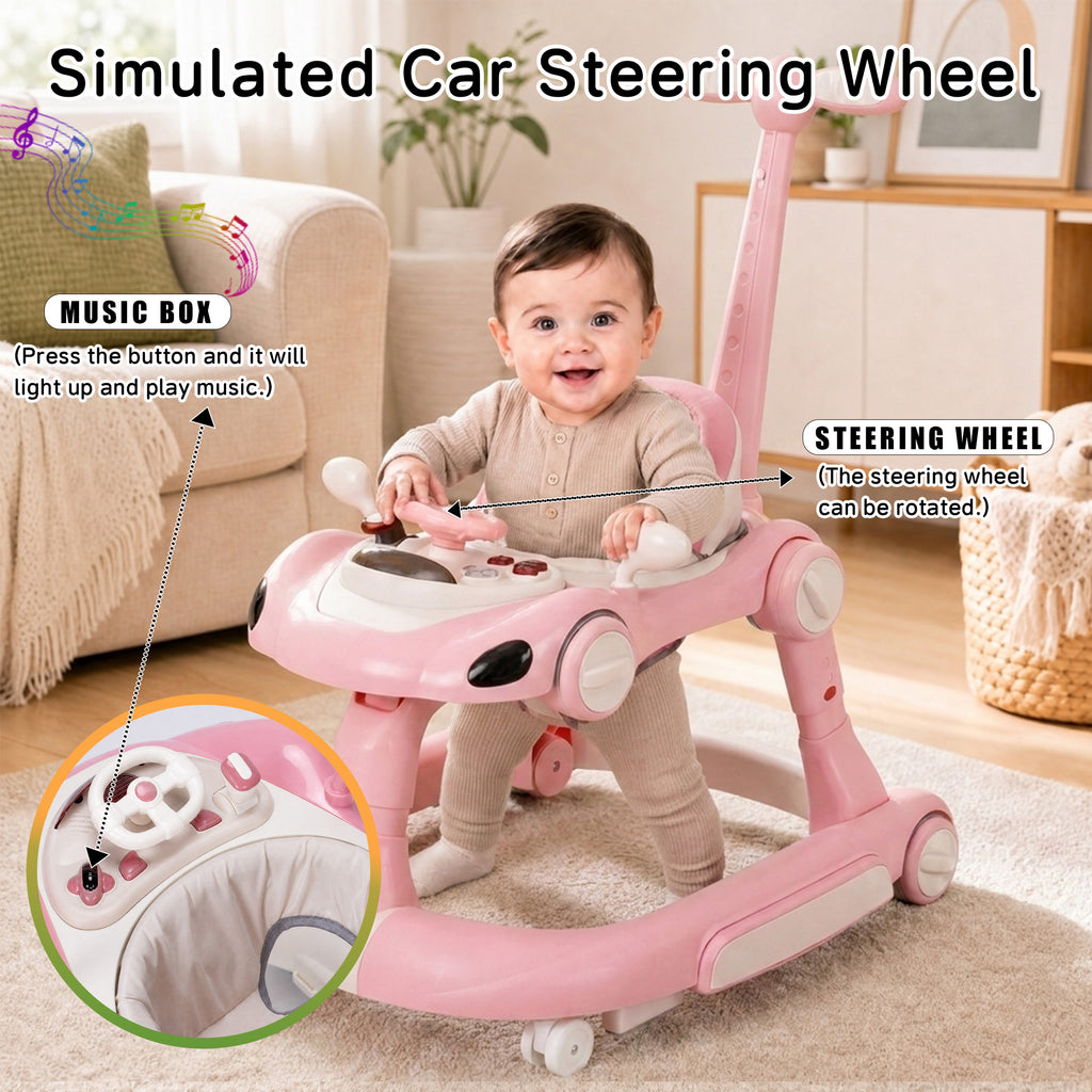SIYI-Baby walker Baby Walker 5-in-1 for 6-18 Months Toddler, Interactive Sit-to-Stand Learning Walker with Music Lights, Bounce Panel, Lockable Wheels,