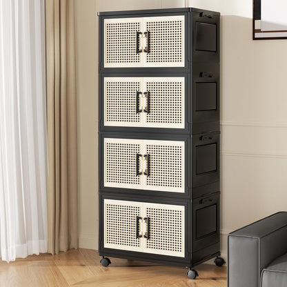 PRVAETU Stackable Storage Bins with Lids Storage Containers W/ Wheels,Collapsible Plastic Closet Organizers for Home,Office,Dorm