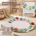 SY-Baby Play Mat with Wooden Play Gym and Detachable Sensory Toys for Infants, Tummy Time Activity Mat, Newborn Baby Gift