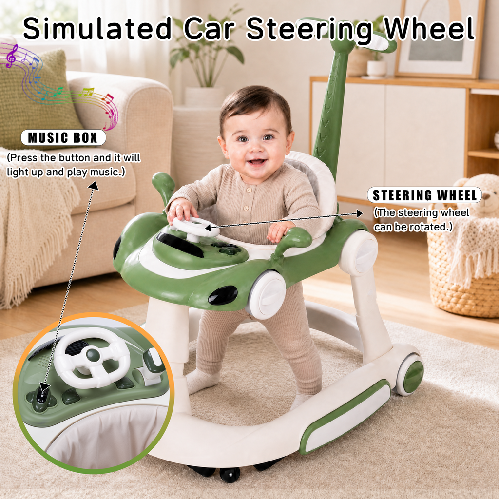 SIYI-Baby walker Baby Walker 5-in-1 for 6-18 Months Toddler, Interactive Sit-to-Stand Learning Walker with Music Lights, Bounce Panel, Lockable Wheels,