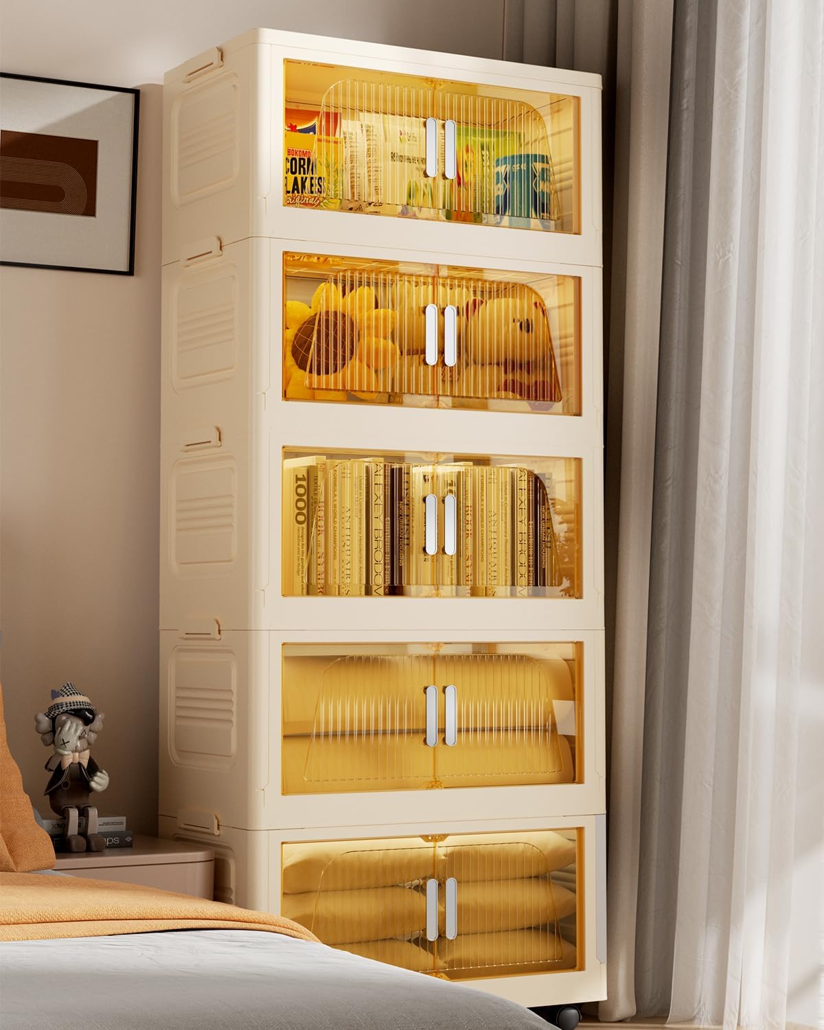 suihuooo Total 228QT Stackable Storage Bins with Lids 3 Pack And Wheels