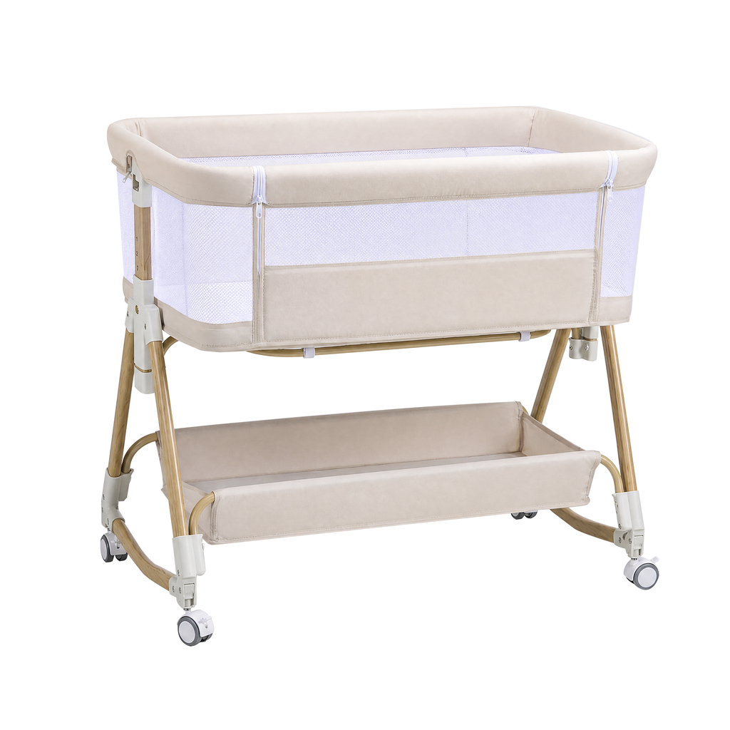 605 baby bassinet  Baby Bassinet, 3-in-1 Baby Bassinet Bedside Sleeper,Rocking Crib with Wheels, Adjustable Easy Folding Portable for Infant Newborn