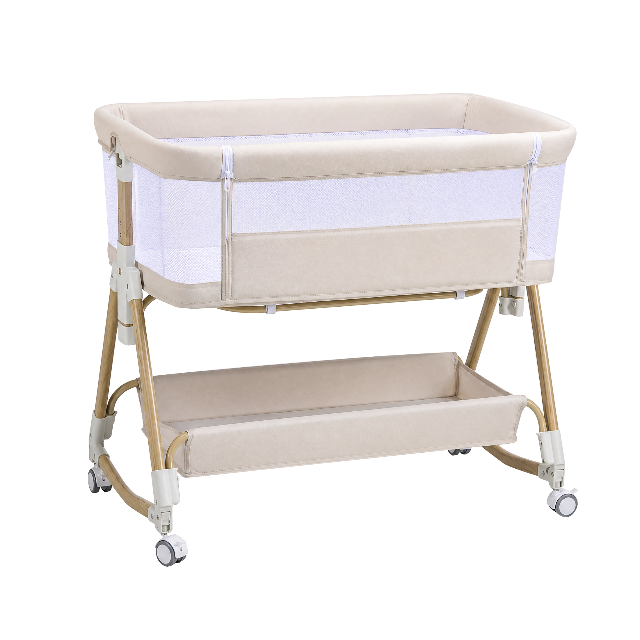 605 baby bassinet  Baby Bassinet, 3-in-1 Baby Bassinet Bedside Sleeper,Rocking Crib with Wheels, Adjustable Easy Folding Portable for Infant Newborn