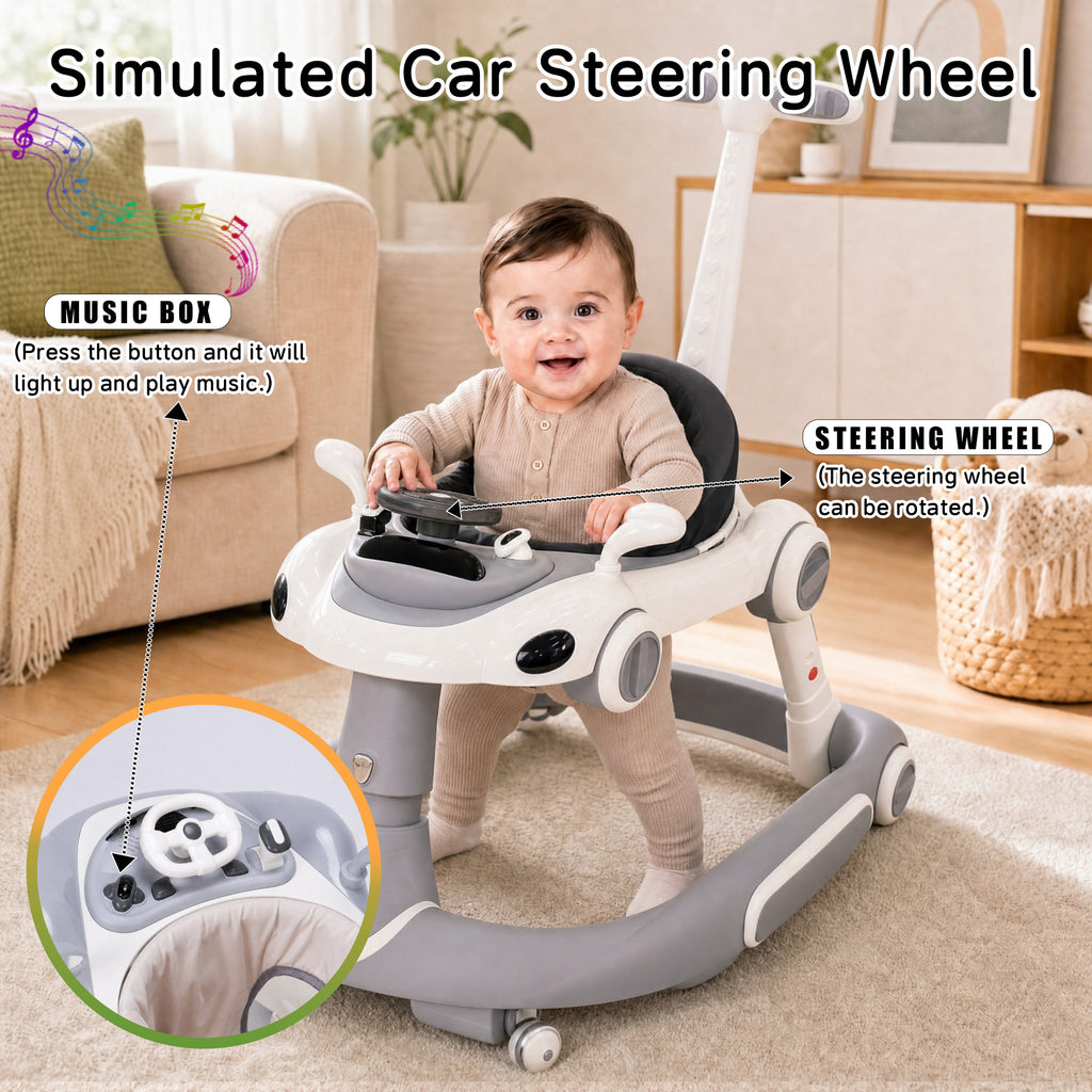 SIYI-Baby walker Baby Walker 5-in-1 for 6-18 Months Toddler, Interactive Sit-to-Stand Learning Walker with Music Lights, Bounce Panel, Lockable Wheels,