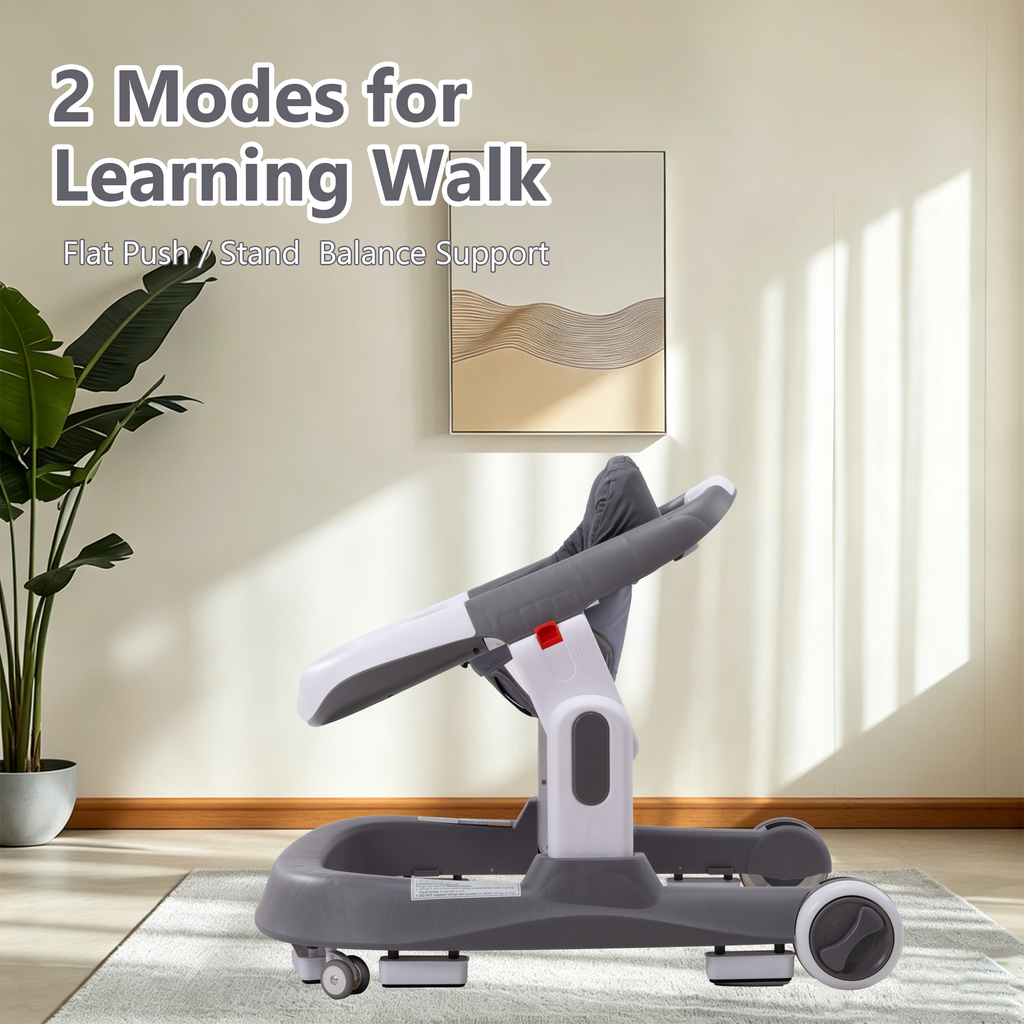 4-in-1 Baby Walker with Wheels, Adjustable Height, Music and Light for Girls Boys Infant 6-18 Months