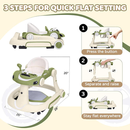 PRVAETU 5 in 1 Baby Walker for Boys Girls,Foldable,Music,Light,Jumper,Rocking,Push,Height Adjustable Training Activity for Babies Infant 6-18 Months