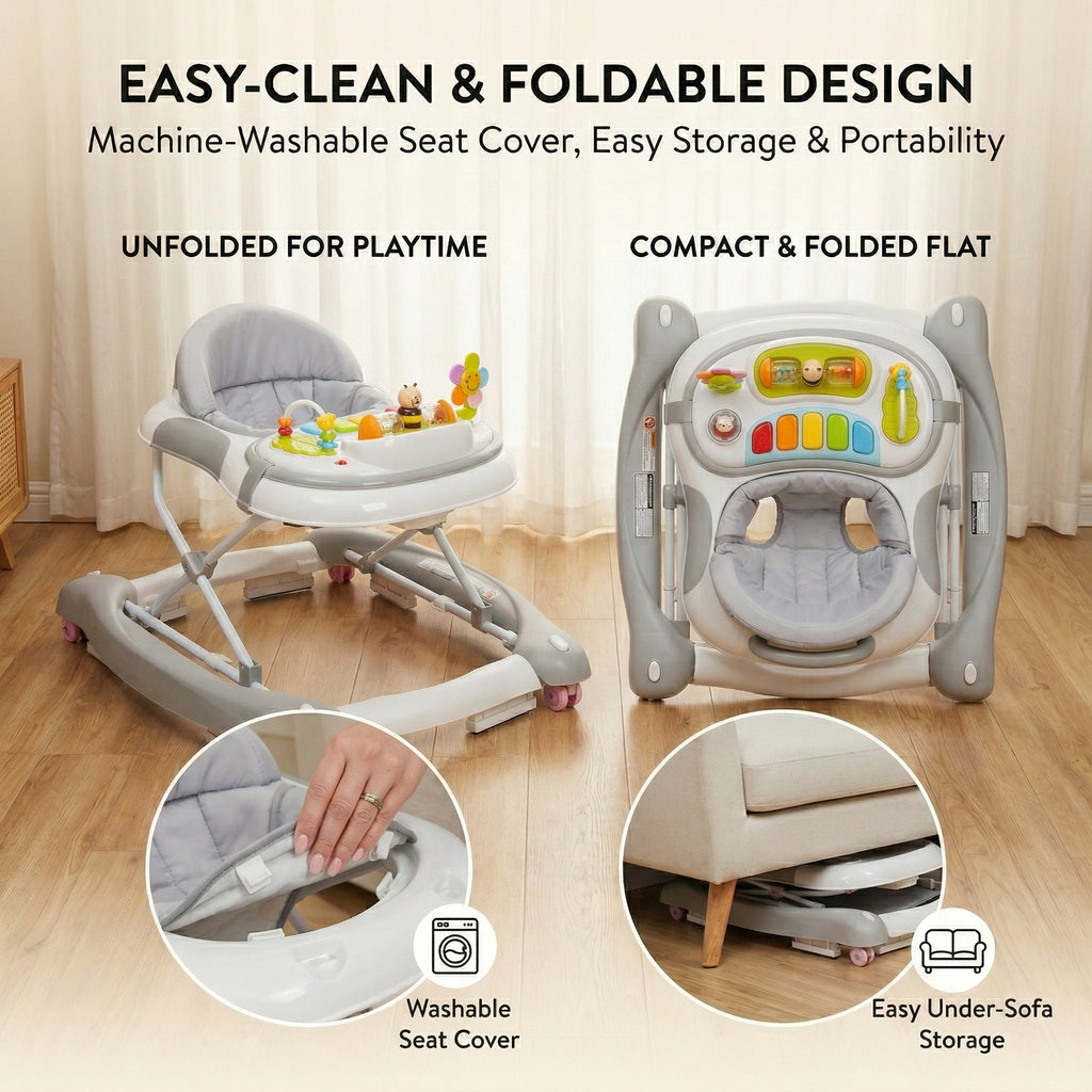 SIYI-Baby Walker,5-in-1 Activity Walker,Activity Center,Jumper,Push walker Rocker,W/Wheels,Music and Lights Toys,Foldable,for 6-18 Months Boys Girls