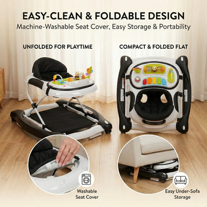 SIYI-Baby Walker,5-in-1 Activity Walker,Activity Center,Jumper,Push walker Rocker,W/Wheels,Music and Lights Toys,Foldable,for 6-18 Months Boys Girls