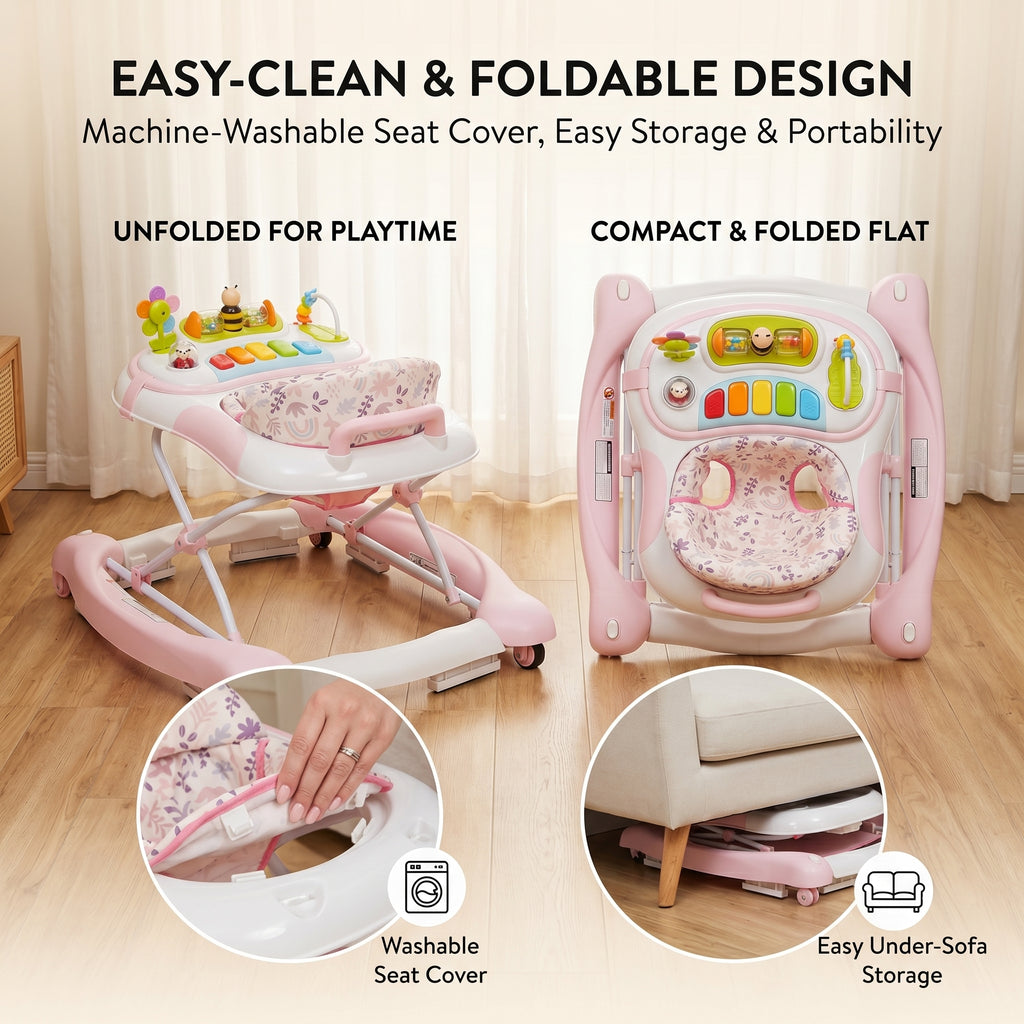 SIYI-Baby Walker,5-in-1 Activity Walker,Activity Center,Jumper,Push walker Rocker,W/Wheels,Music and Lights Toys,Foldable,for 6-18 Months Boys Girls