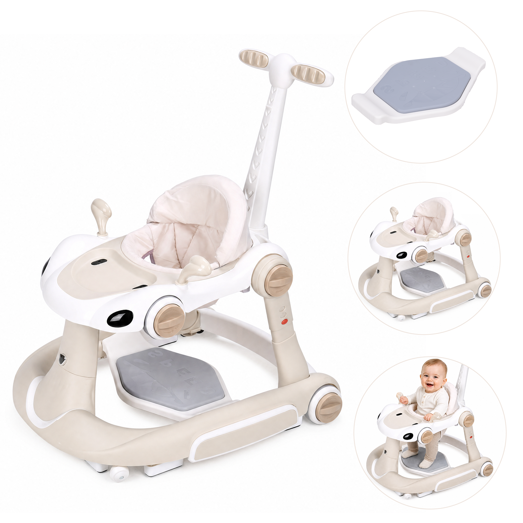 SIYI-Baby walker Baby Walker 5-in-1 for 6-18 Months Toddler, Interactive Sit-to-Stand Learning Walker with Music Lights, Bounce Panel, Lockable Wheels,