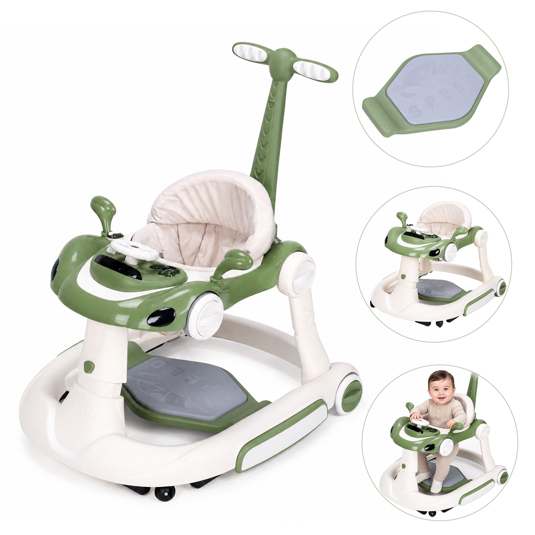 SIYI-Baby walker Baby Walker 5-in-1 for 6-18 Months Toddler, Interactive Sit-to-Stand Learning Walker with Music Lights, Bounce Panel, Lockable Wheels,