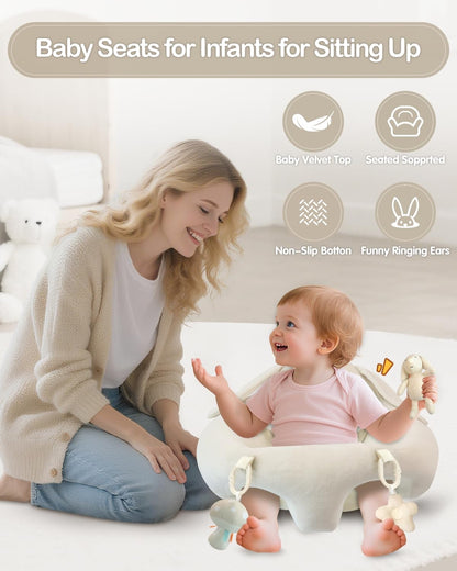 PRVAETU Baby Gym Play Mat, Sitting-up Babies Seats for Infants,with 5 Detachable Toys, Infant Toddler Activity Tummy Time Playmats for Newborn 0-12 Months