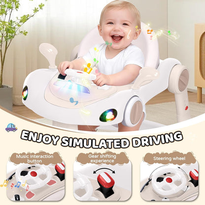 PRVAETU 5 in 1 Baby Walker for Boys Girls,Foldable,Music,Light,Jumper,Rocking,Push,Height Adjustable Training Activity for Babies Infant 6-18 Months