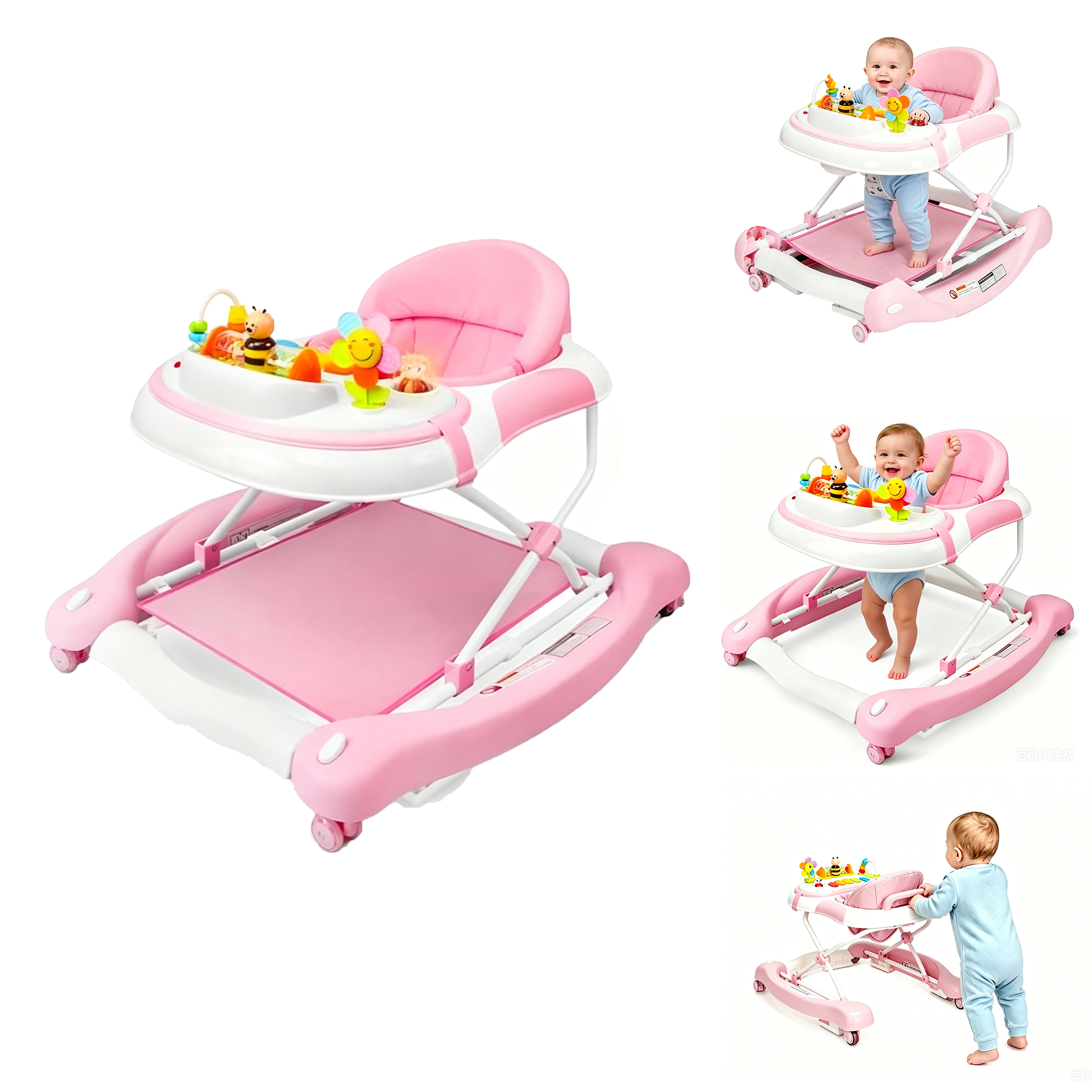 SIYI-Baby Walker,5-in-1 Activity Walker,Activity Center,Jumper,Push walker Rocker,W/Wheels,Music and Lights Toys,Foldable,for 6-18 Months Boys Girls