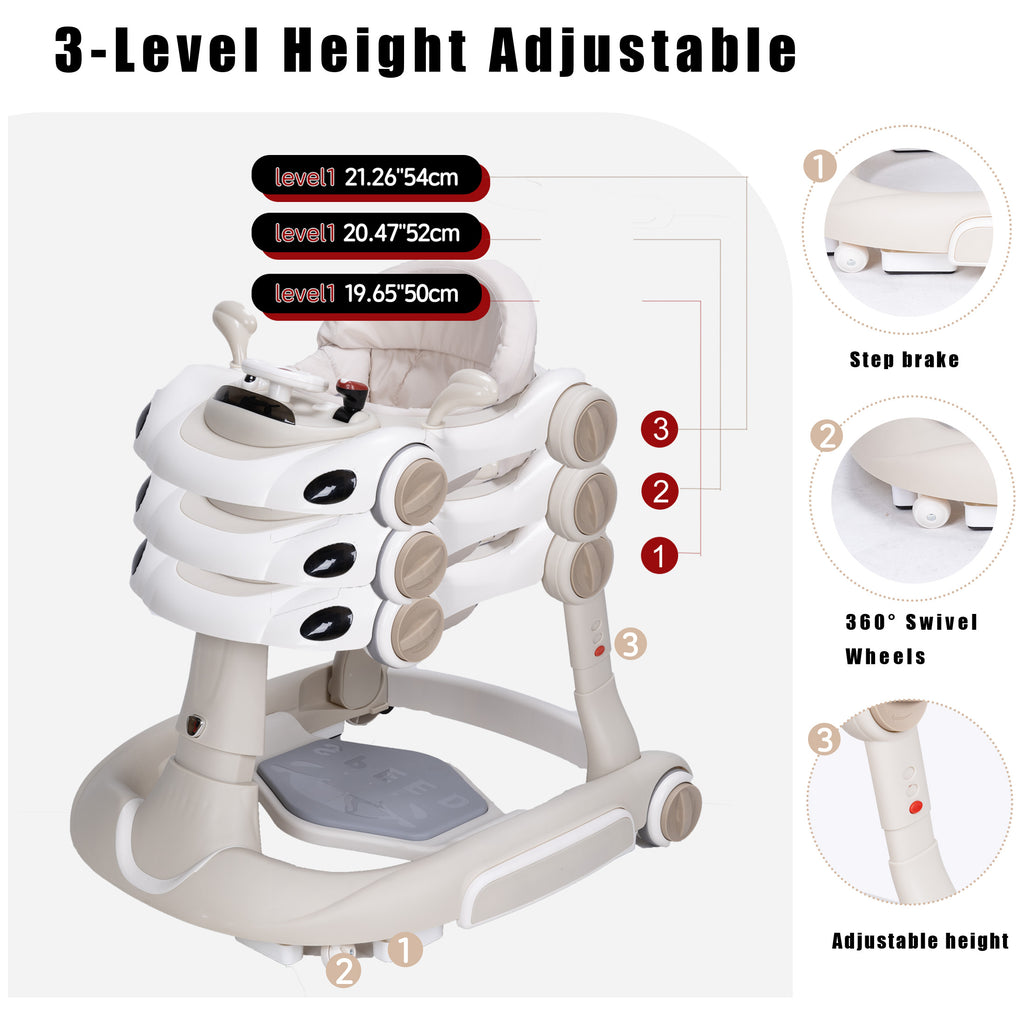 SIYI-Baby walker Baby Walker 5-in-1 for 6-18 Months Toddler, Interactive Sit-to-Stand Learning Walker with Music Lights, Bounce Panel, Lockable Wheels,