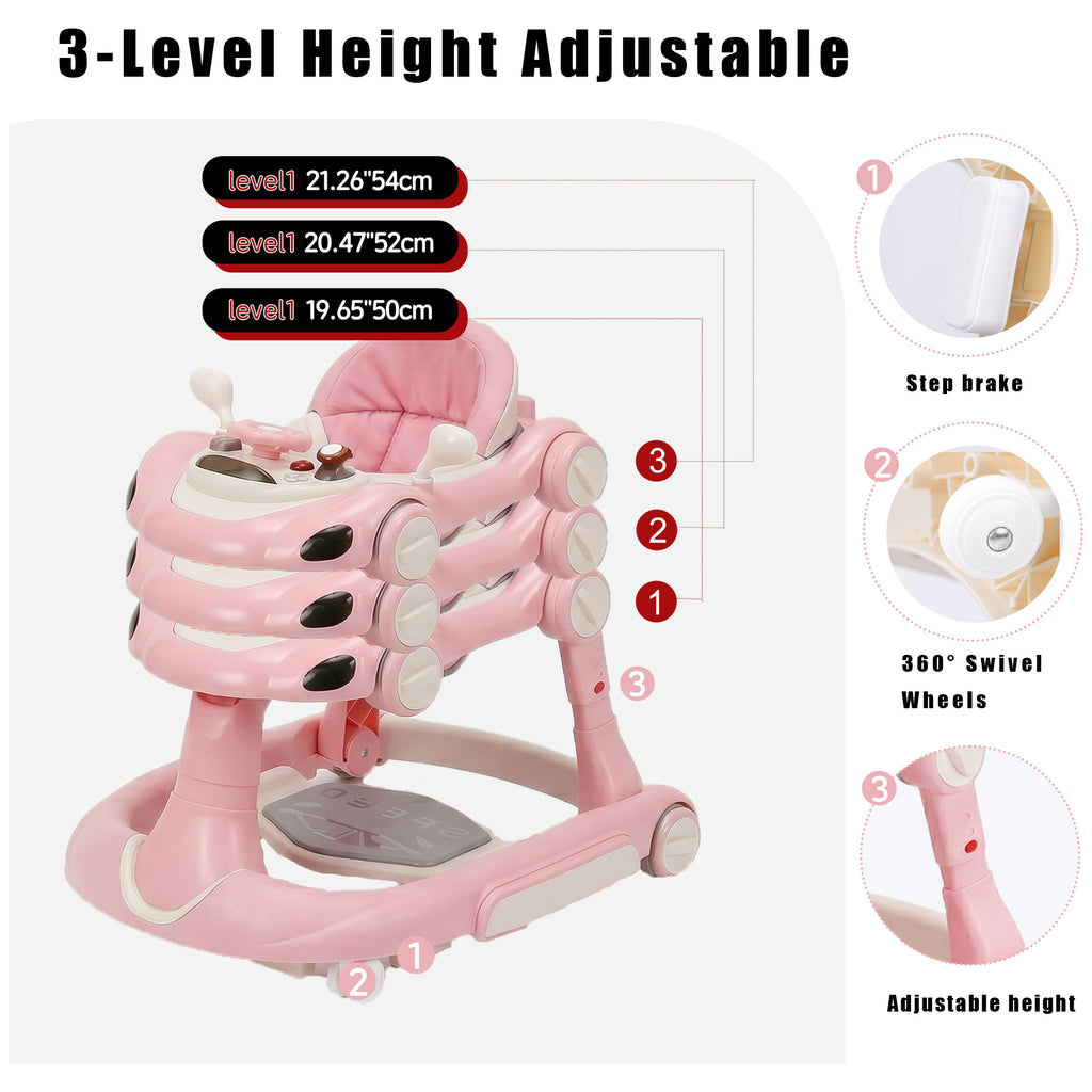 SIYI-Baby walker Baby Walker 5-in-1 for 6-18 Months Toddler, Interactive Sit-to-Stand Learning Walker with Music Lights, Bounce Panel, Lockable Wheels,