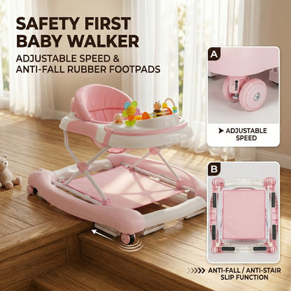 SIYI-Baby Walker,5-in-1 Activity Walker,Activity Center,Jumper,Push walker Rocker,W/Wheels,Music and Lights Toys,Foldable,for 6-18 Months Boys Girls