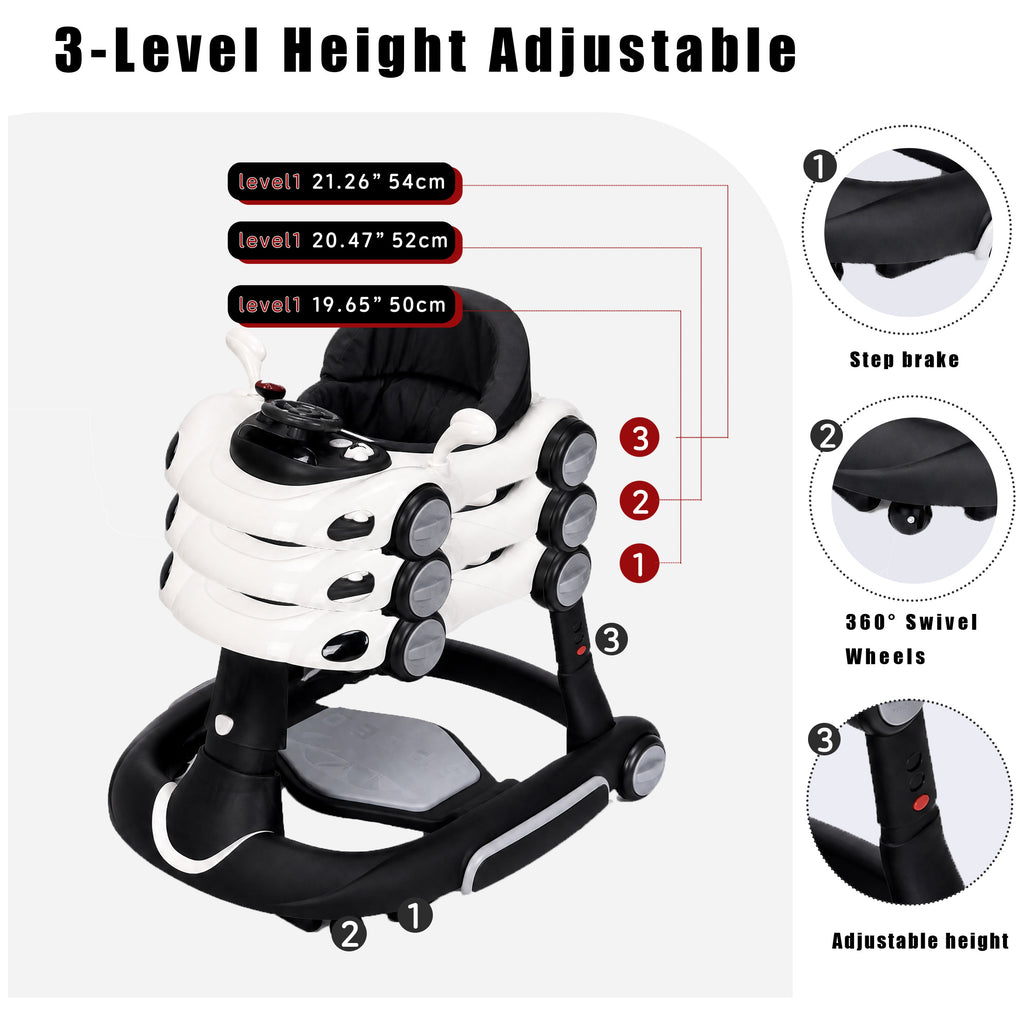 SIYI-Baby walker Baby Walker 5-in-1 for 6-18 Months Toddler, Interactive Sit-to-Stand Learning Walker with Music Lights, Bounce Panel, Lockable Wheels,