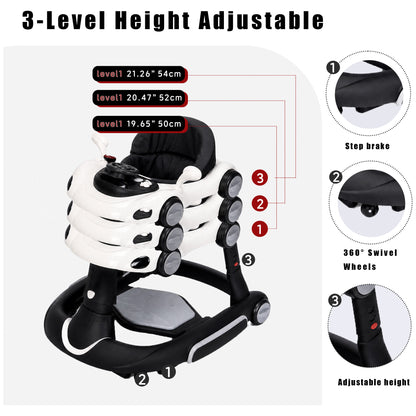SIYI-Baby walker Baby Walker 5-in-1 for 6-18 Months Toddler, Interactive Sit-to-Stand Learning Walker with Music Lights, Bounce Panel, Lockable Wheels,