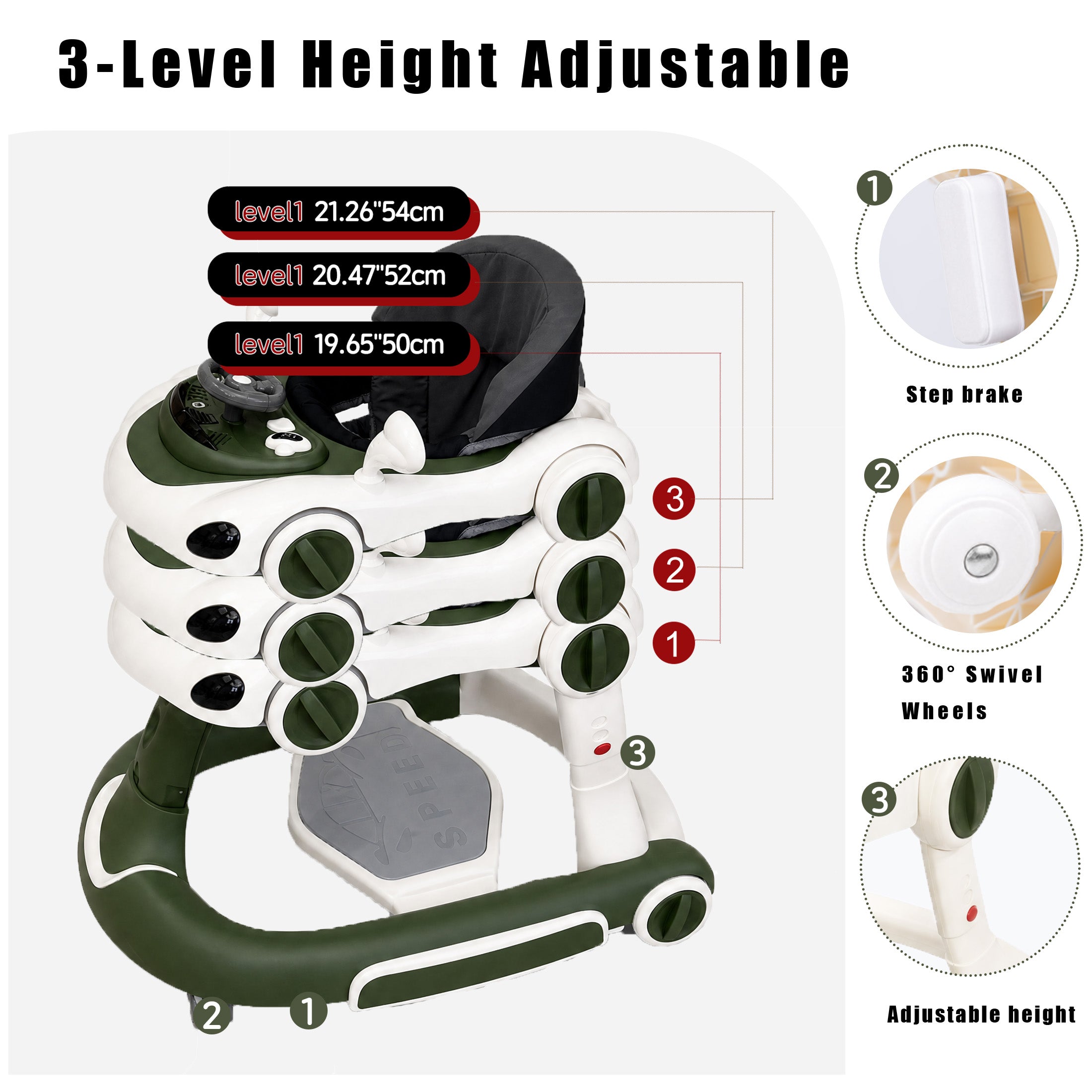 SIYI-Baby walker Baby Walker 5-in-1 for 6-18 Months Toddler, Interactive Sit-to-Stand Learning Walker with Music Lights, Bounce Panel, Lockable Wheels,