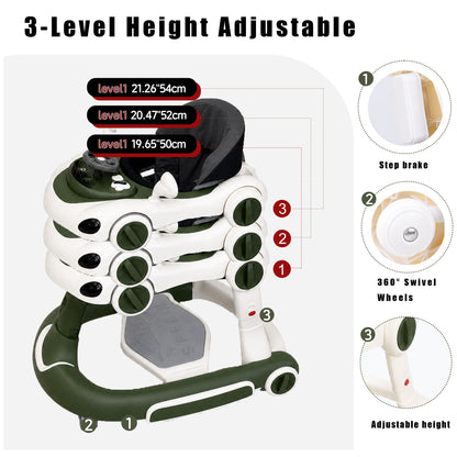SIYI-Baby walker Baby Walker 5-in-1 for 6-18 Months Toddler, Interactive Sit-to-Stand Learning Walker with Music Lights, Bounce Panel, Lockable Wheels,