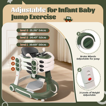 PRVAETU 5 in 1 Baby Walker for Boys Girls,Foldable,Music,Light,Jumper,Rocking,Push,Height Adjustable Training Activity for Babies Infant 6-18 Months