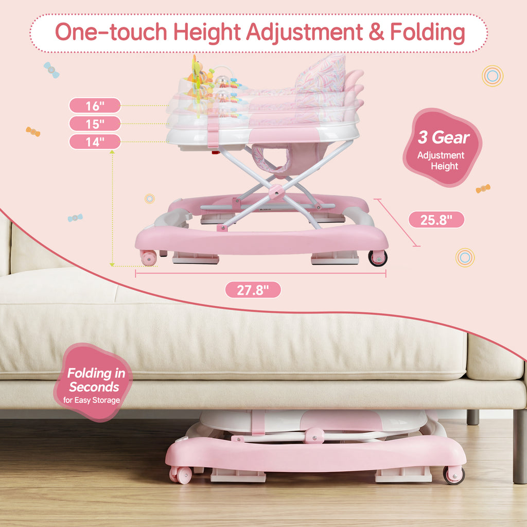 SH-PRVAETU 5 in 1 Baby Walker,Jumper,Rocking,Push,Eating Mode for Boys Girls,Foldable,Music & Light,Height Adjustable,Wheel for Infant,