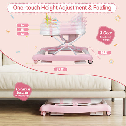 SH-PRVAETU 5 in 1 Baby Walker,Jumper,Rocking,Push,Eating Mode for Boys Girls,Foldable,Music & Light,Height Adjustable,Wheel for Infant,