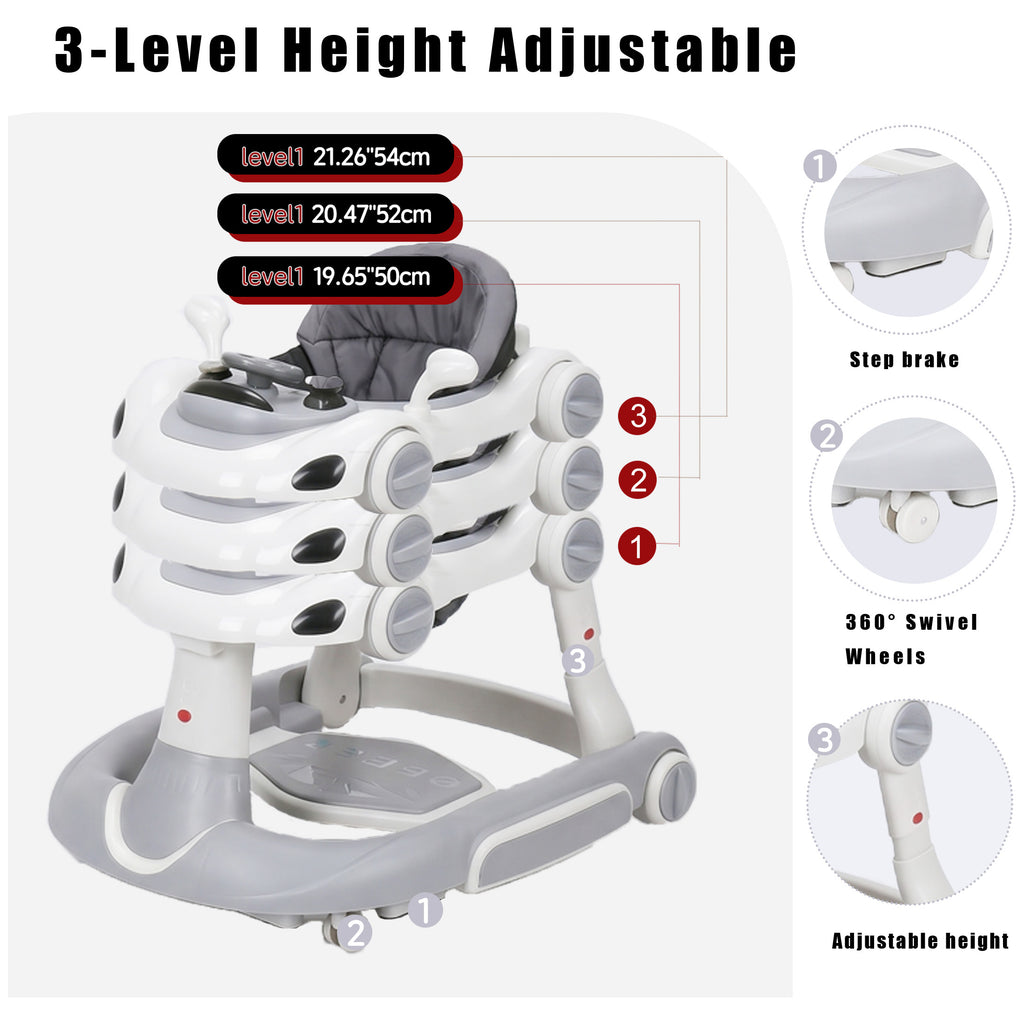 SIYI-Baby walker Baby Walker 5-in-1 for 6-18 Months Toddler, Interactive Sit-to-Stand Learning Walker with Music Lights, Bounce Panel, Lockable Wheels,