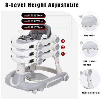 SIYI-Baby walker Baby Walker 5-in-1 for 6-18 Months Toddler, Interactive Sit-to-Stand Learning Walker with Music Lights, Bounce Panel, Lockable Wheels,