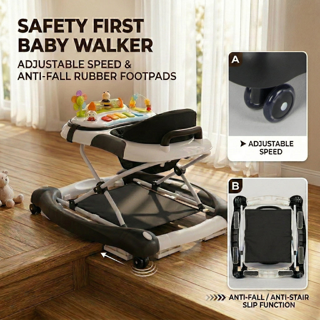 SIYI-Baby Walker,5-in-1 Activity Walker,Activity Center,Jumper,Push walker Rocker,W/Wheels,Music and Lights Toys,Foldable,for 6-18 Months Boys Girls