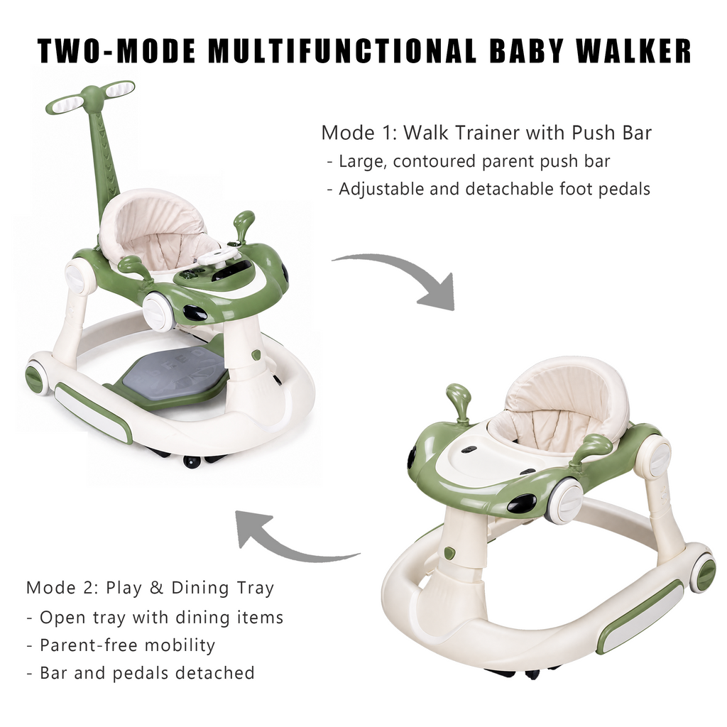 SIYI-Baby walker Baby Walker 5-in-1 for 6-18 Months Toddler, Interactive Sit-to-Stand Learning Walker with Music Lights, Bounce Panel, Lockable Wheels,
