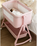 PRVAETU Baby Bassinet, 3-in-1 Baby Bassinet Bedside Sleeper with Wheels, Adjustable Easy Folding Portable Rocking Crib for Infant Newborn (Khaki)