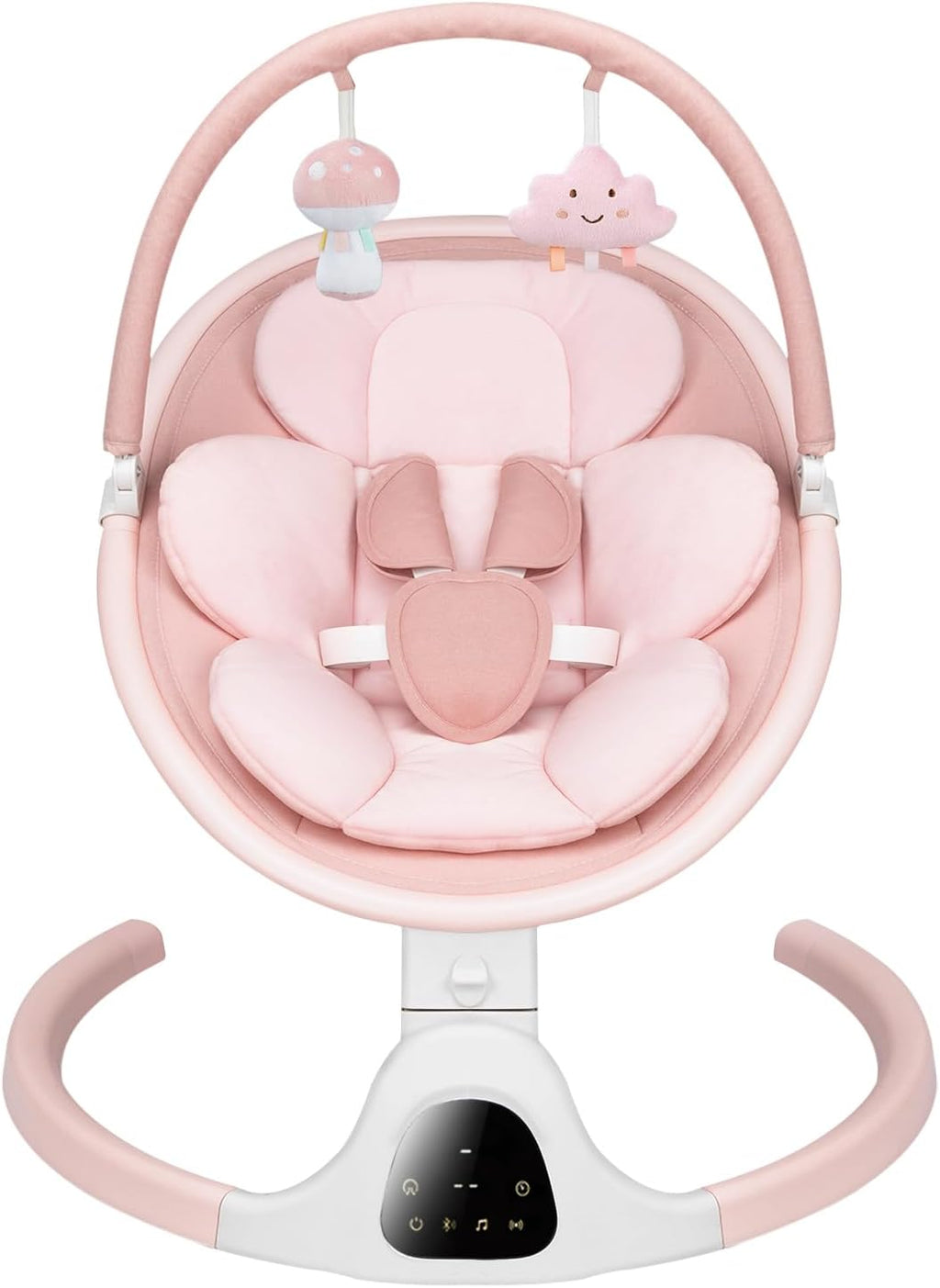 PRVAETU Baby Swing for Infants,5 Speeds,10 Lullabies,5-Point Harness,Electric Rocking Chair for Toddlers with Bluetooth,Remote Control,Touch Panel