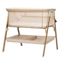 Baby Bassinet, Bedside Bassinet for Baby, Bassinet Bedside Sleeper with Mattress, Storage Basket and 4 Auto-Lock Wheels, Full-Mesh Sides, Bedside Mini Crib for Newborn (Beige)