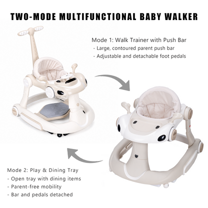 SIYI-Baby walker Baby Walker 5-in-1 for 6-18 Months Toddler, Interactive Sit-to-Stand Learning Walker with Music Lights, Bounce Panel, Lockable Wheels,