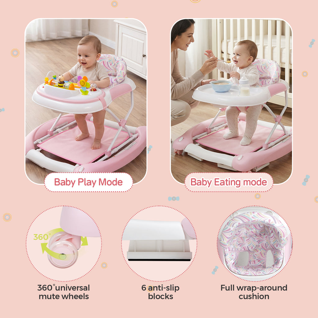 SH-PRVAETU 5 in 1 Baby Walker,Jumper,Rocking,Push,Eating Mode for Boys Girls,Foldable,Music & Light,Height Adjustable,Wheel for Infant,
