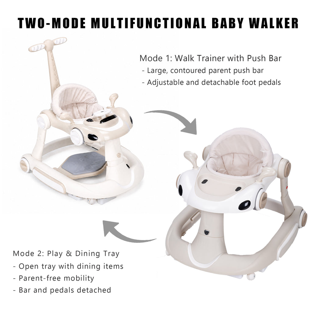 SIYI-Baby walker Baby Walker 5-in-1 for 6-18 Months Toddler, Interactive Sit-to-Stand Learning Walker with Music Lights, Bounce Panel, Lockable Wheels,